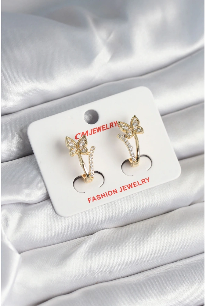 Shoecide Pirinç Gold Renk Zirkon Taşlı Kelebek Model Kadın Yüzük