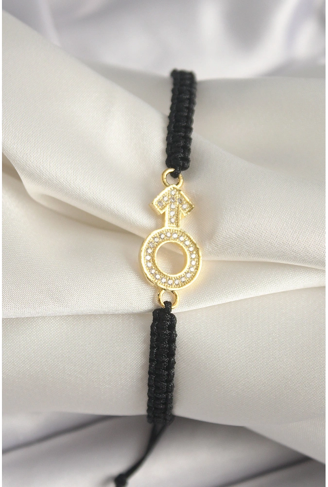 Shoecide Pirinç Gold Renk Zirkon Taşlı Mars Figür Asansörlü Makrome Model Kadın Bileklik