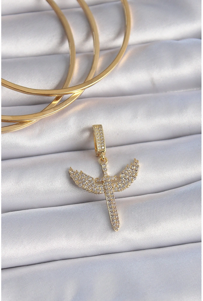 Shoecide Pirinç Gold Renk Zirkon Taşlı Mikail Model Ajda Charm