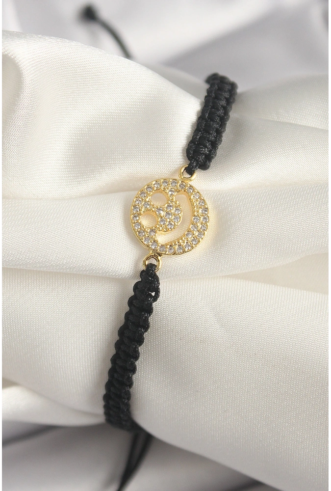 Shoecide Pirinç Gold Renk Zirkon Taşlı Taç Figür Asansörlü Makrome Model Kadın Bileklik