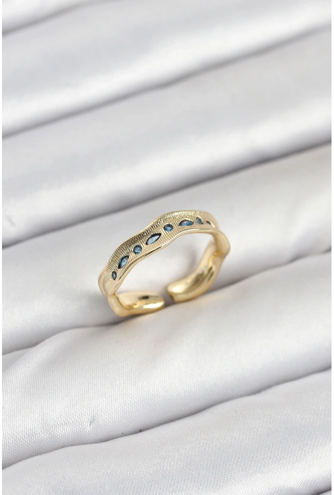 Shoecide Pirinç Gold Renk Zirkon Taşlı Vintage Kadın Yüzük