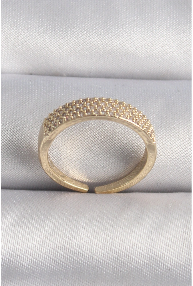 Shoecide Pirinç Gold Renk Zirkon Taşlı Vıp Seri Kadın Yüzük