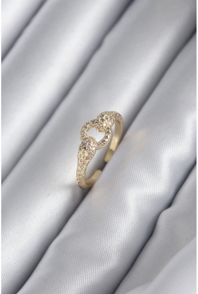 Shoecide Pirinç Gold Renk Zirkon Taşlı Yılan Model Kadın Yüzük