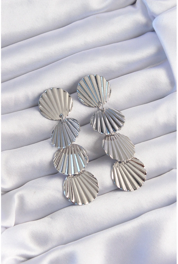 Shoecide Pirinç Gümüş Renk Deniz Kabuğu Model Sallantılı Küpe