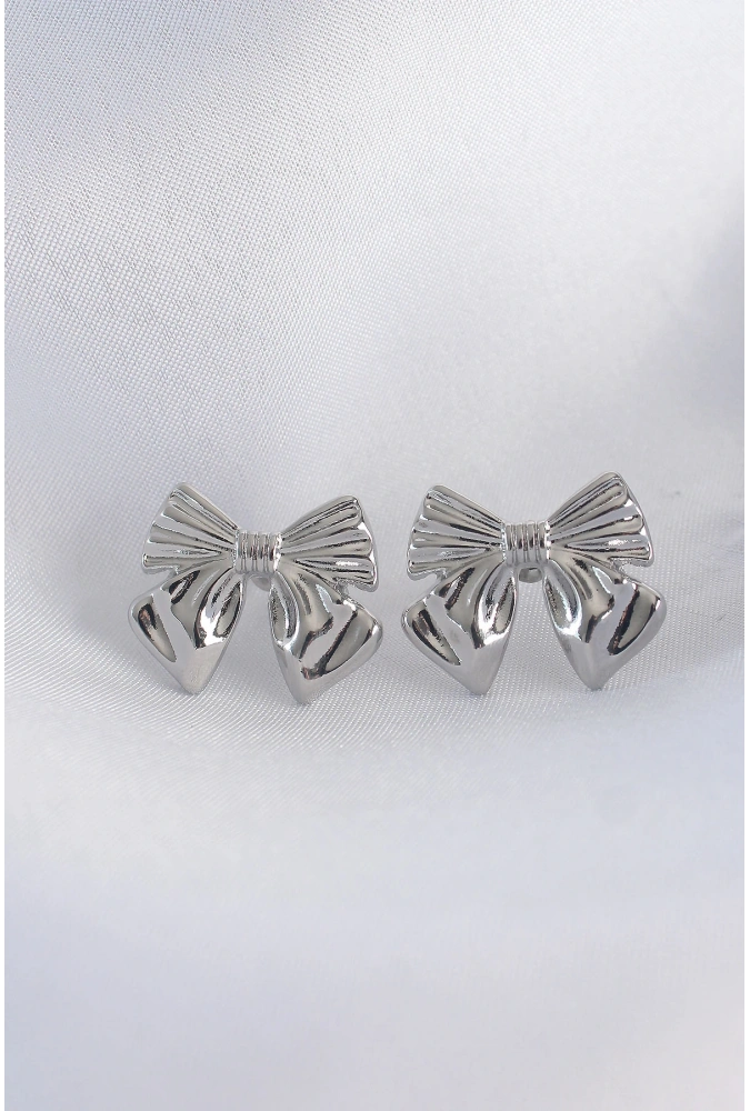 Shoecide Pirinç Gümüş Renk Fiyonk Küpe