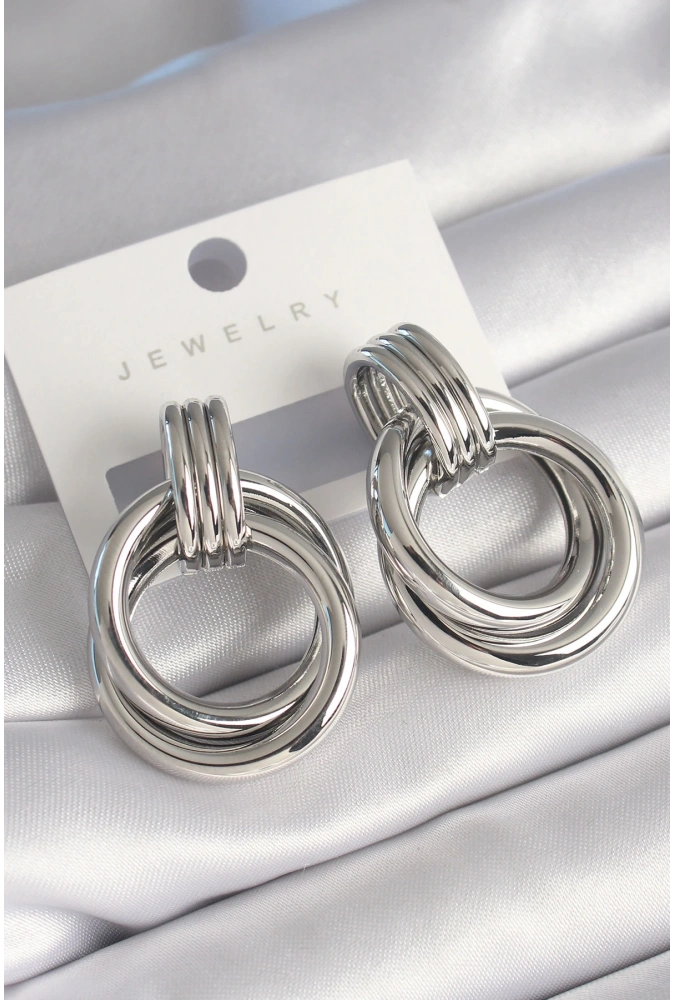 Shoecide Pirinç Gümüş Renk Halka Model Kadın Küpe