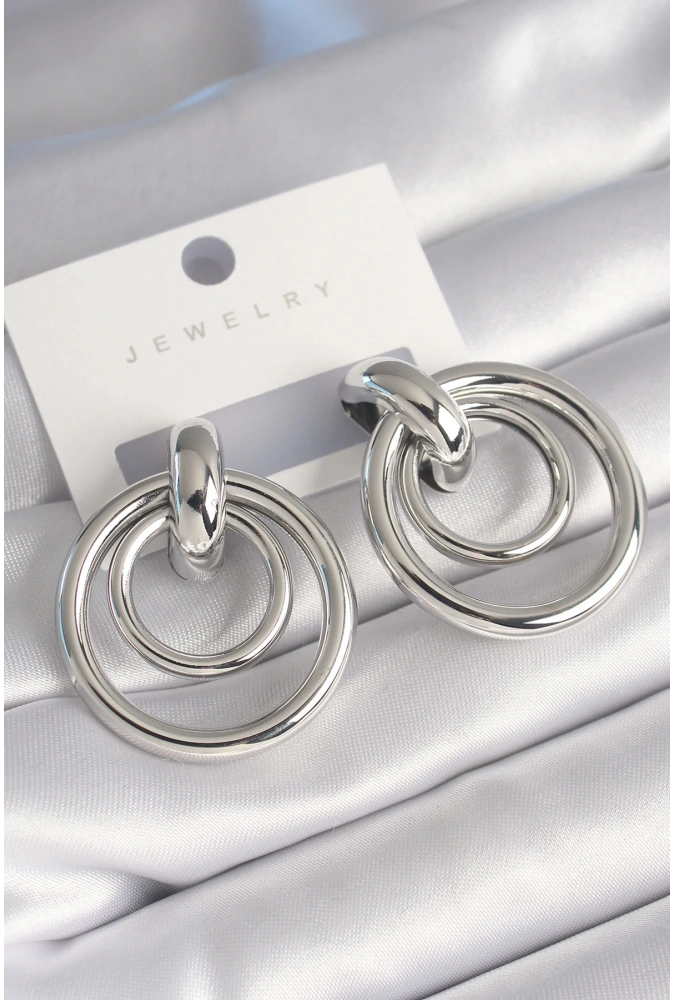 Shoecide Pirinç Gümüş Renk Halka Model Kadın Küpe