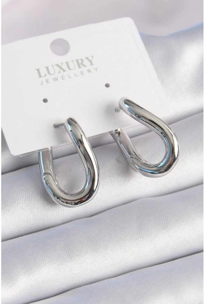 Shoecide Pirinç Gümüş Renk Halka Model Kadın Küpe