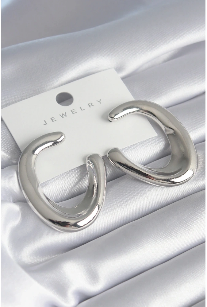 Shoecide Pirinç Gümüş Renk Halka Model Kadın Küpe