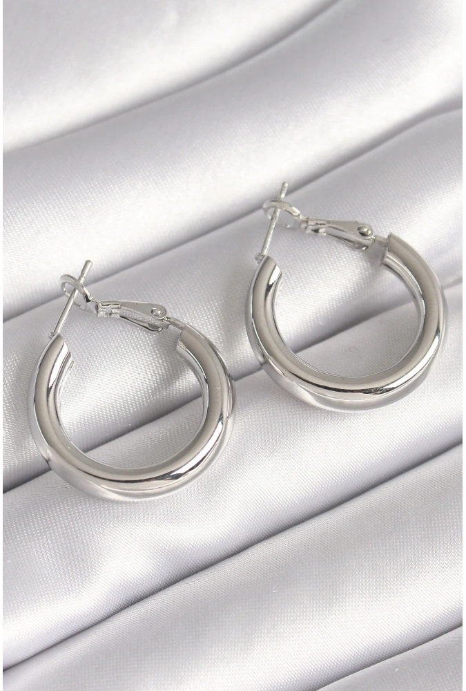 Shoecide Pirinç Gümüş Renk Halka Model Kadın Küpe