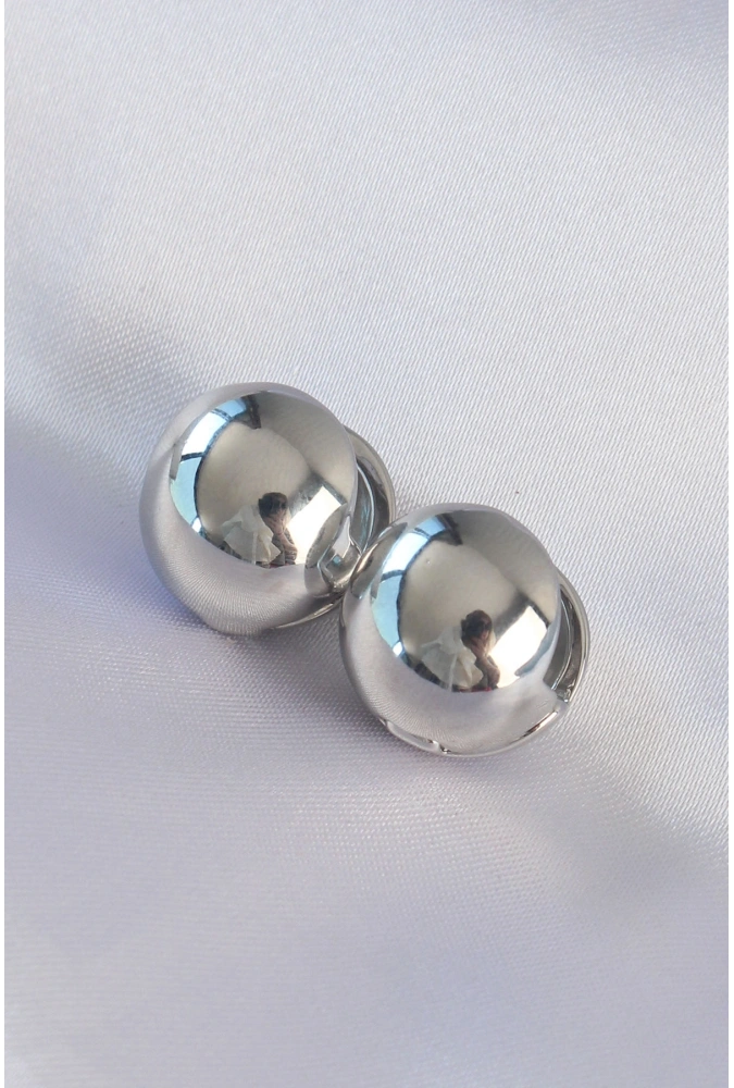 Shoecide Pirinç Gümüş Renk İçi Boş Minimal Topçuk Küpe