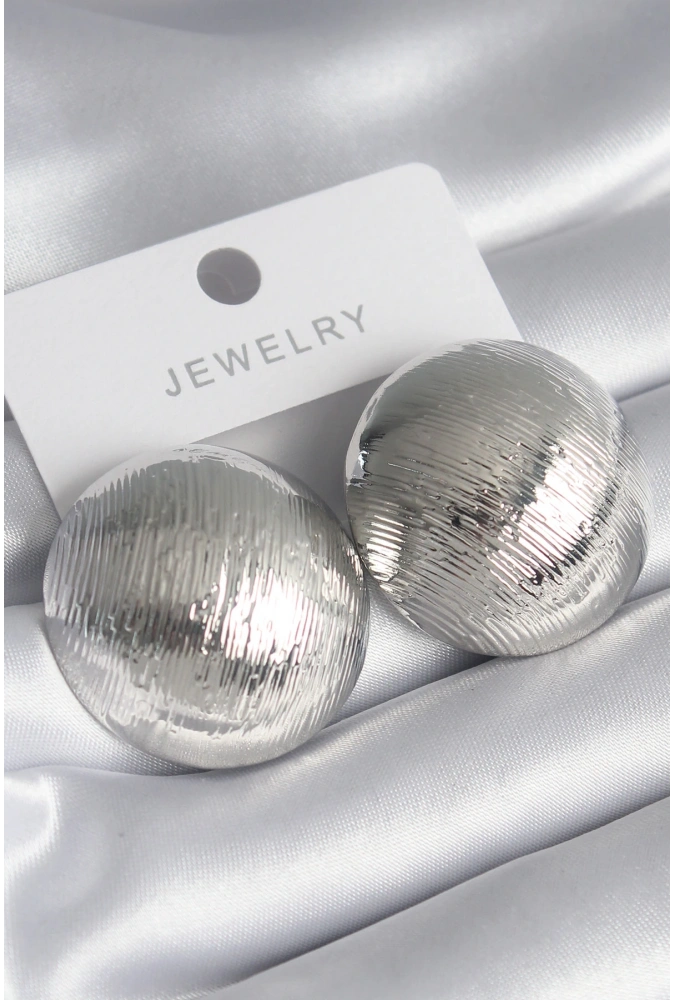 Shoecide Pirinç Gümüş Renk İşleme Detay Daire Model Kadın Küpe