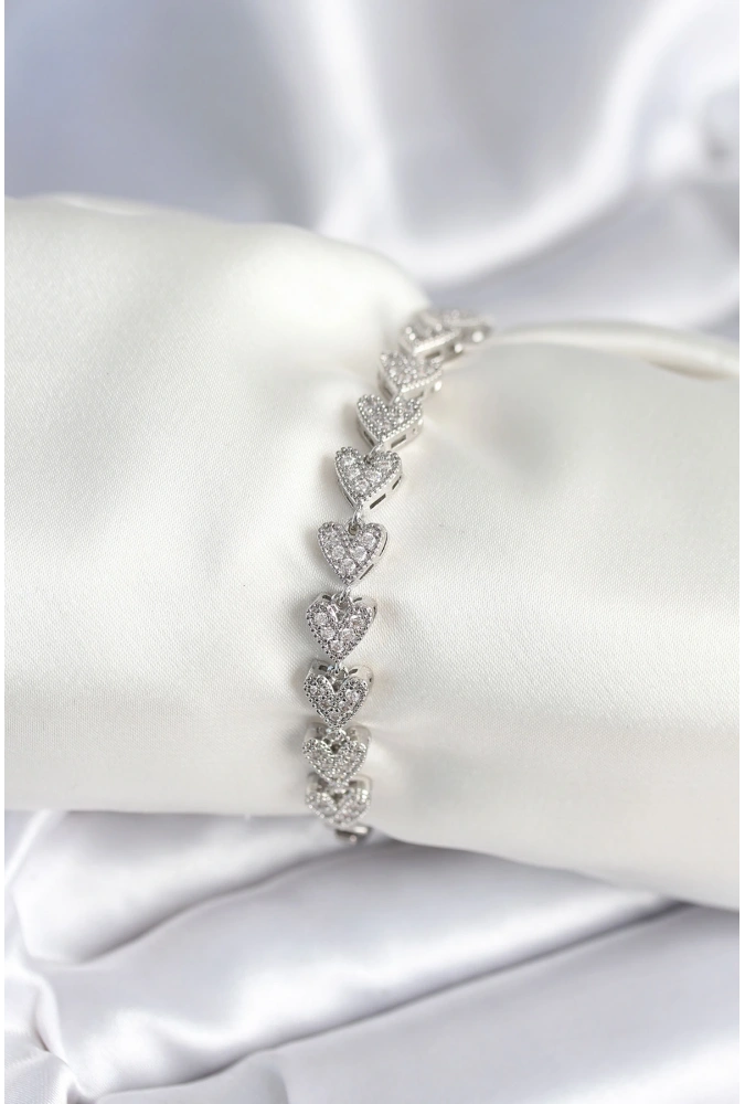 Shoecide Pirinç Gümüş Renk Kalp Model Kadın Bileklik