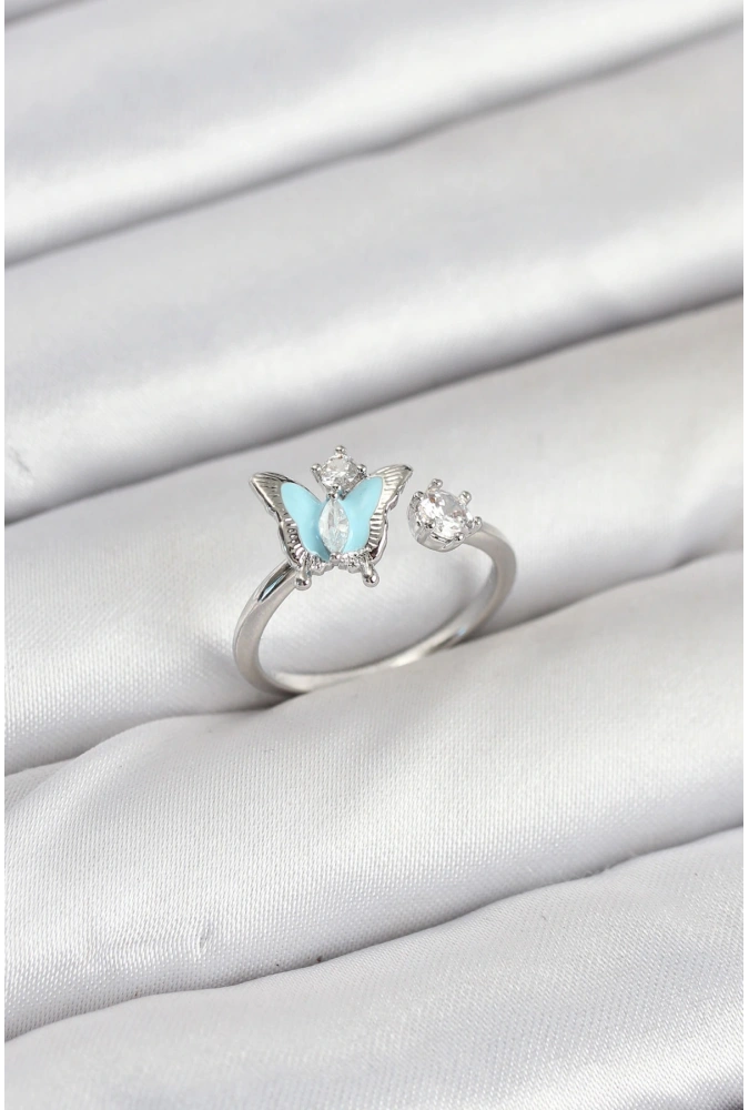 Shoecide Pirinç Gümüş Renk Kelebek Model Kadın Yüzük