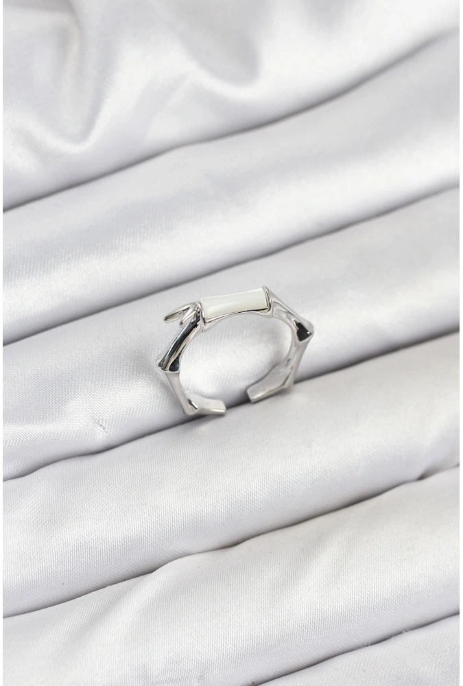 Shoecide Pirinç Gümüş Renk Kemik Model Kadın Yüzük