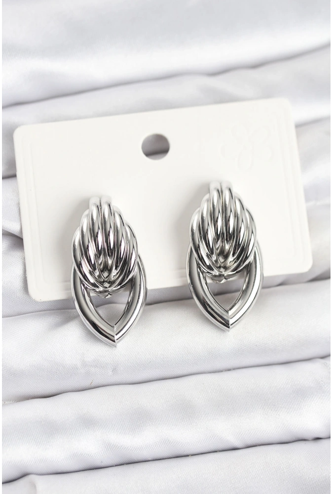 Shoecide Pirinç Gümüş Renk Sarmal Damla Model Vintage Kadın Küpe