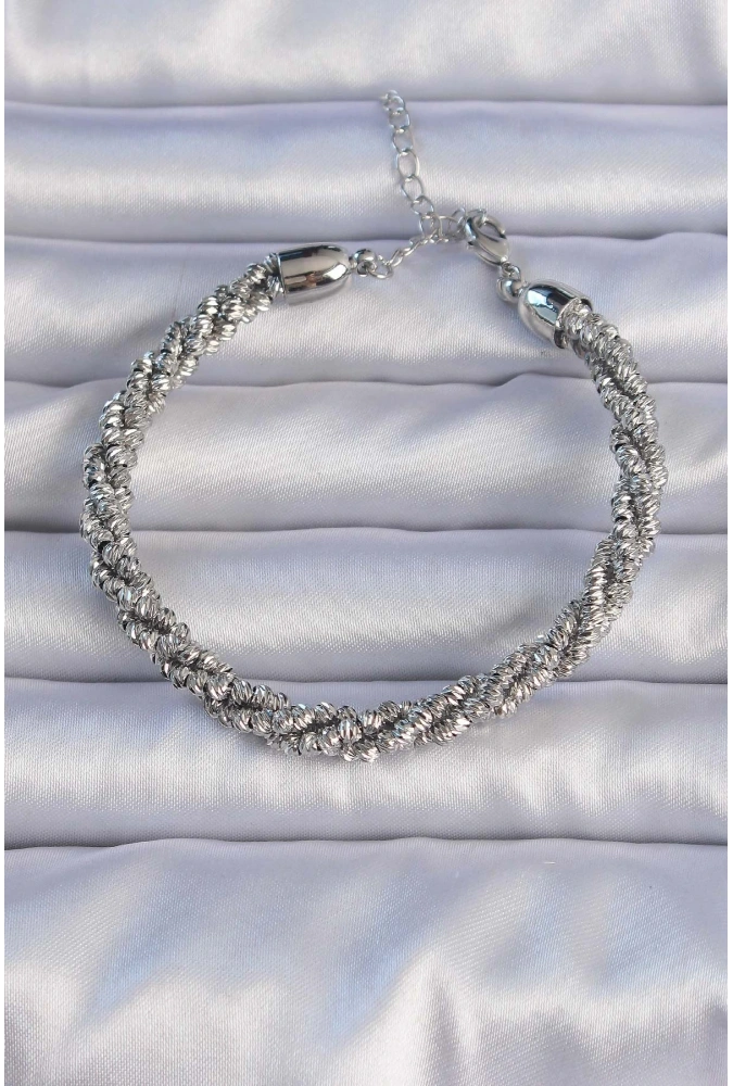 Shoecide Pirinç Gümüş Renk Sarmal Model Bileklik