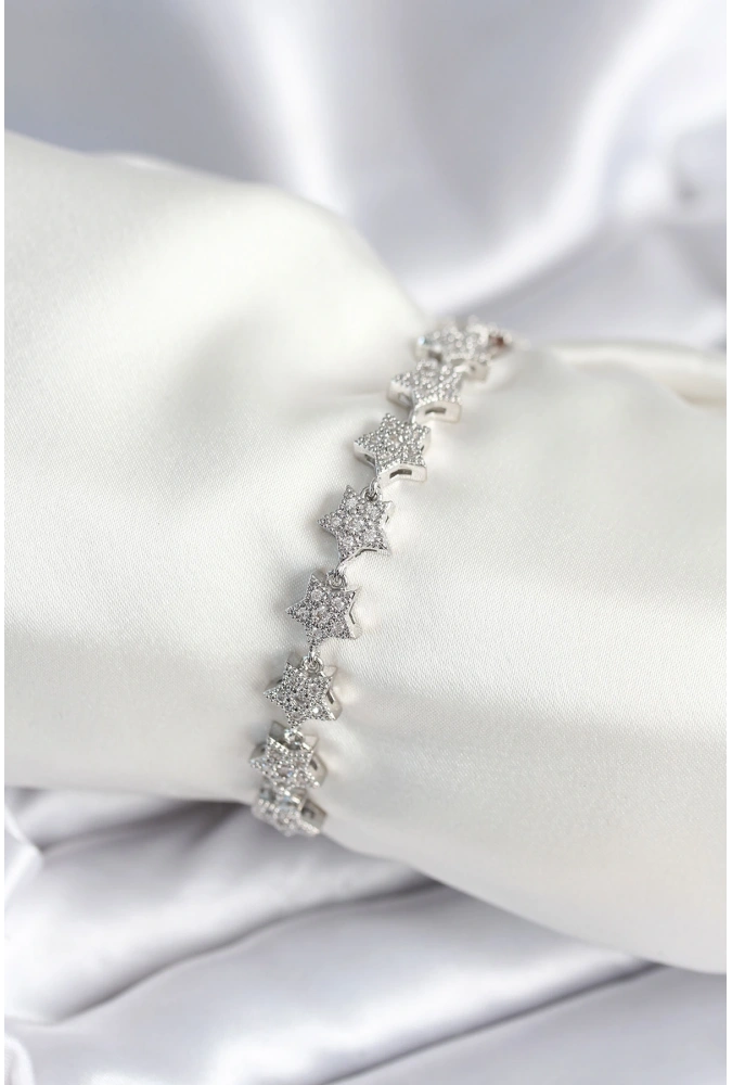 Shoecide Pirinç Gümüş Renk Yıldız Model Kadın Bileklik