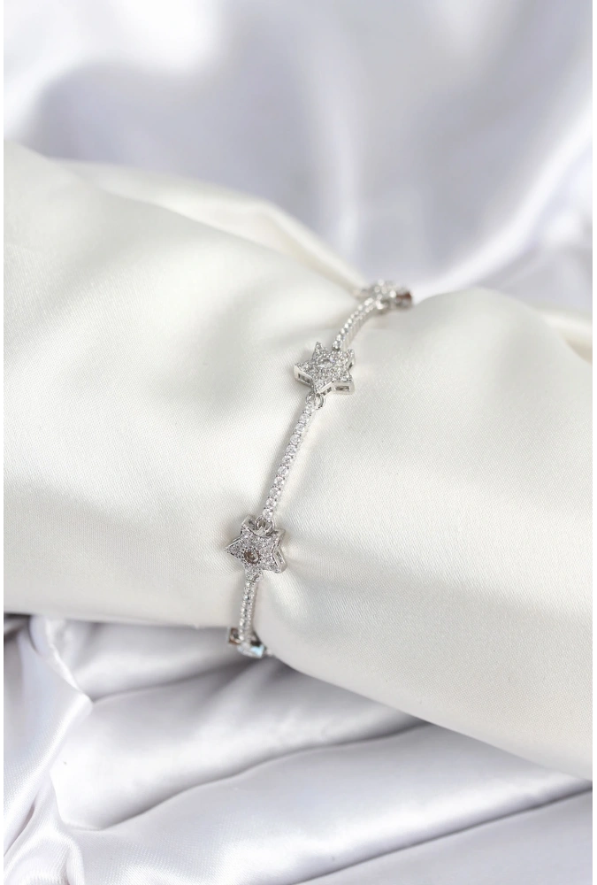 Shoecide Pirinç Gümüş Renk Yıldız Model Kadın Bileklik