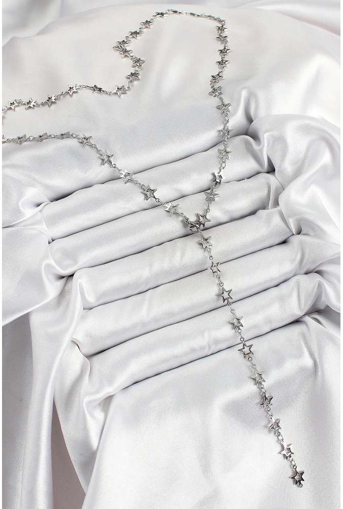 Shoecide Pirinç Gümüş Renk Yıldızlı Kadın Y Kolye