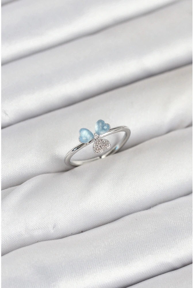 Shoecide Pirinç Gümüş Renk Yonca Model Kadın Yüzük