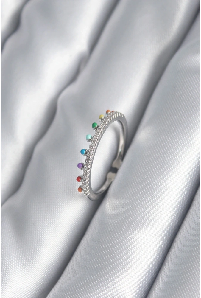 Shoecide Pirinç Gümüş Renk Zirkon Taş Detay Kadın Yüzük