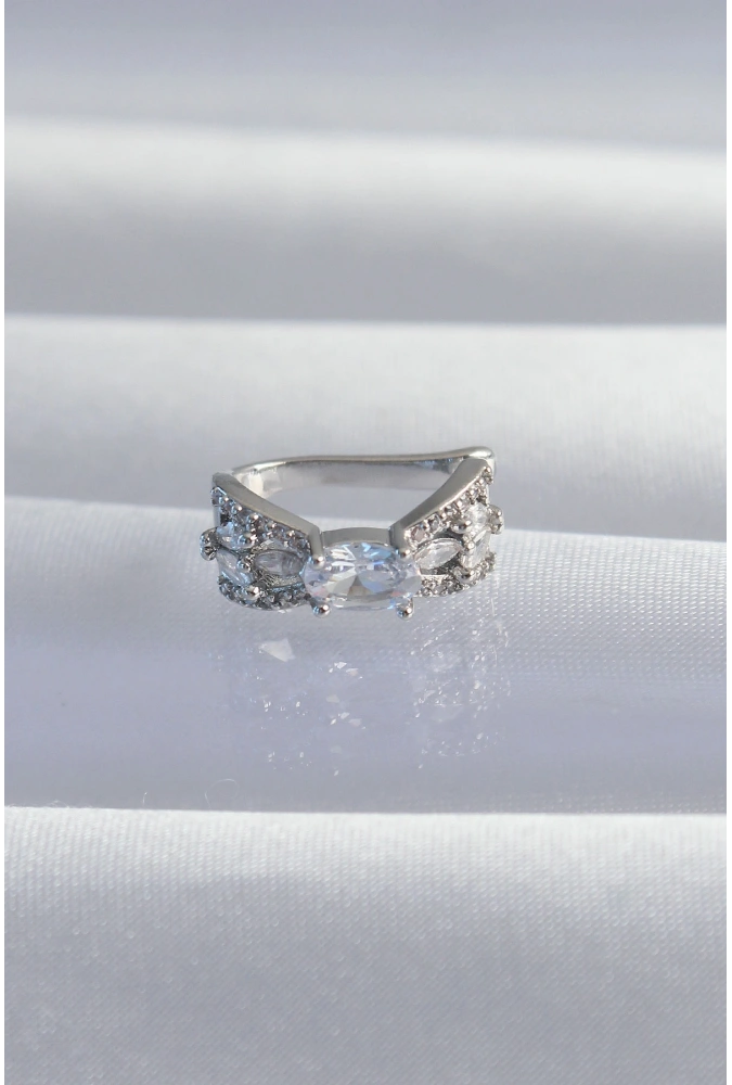 Shoecide Pirinç Gümüş Renk Zirkon Taş Kaplama Earcuff Küpe