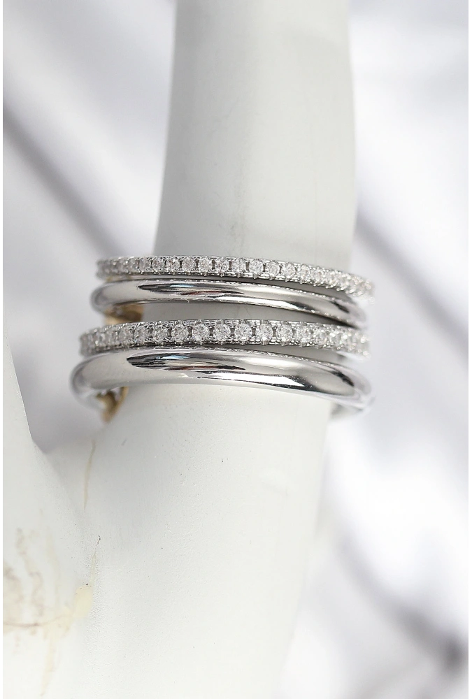 Shoecide Pirinç Gümüş Renk Zirkon Taşlı 4lü Kadın Yüzük