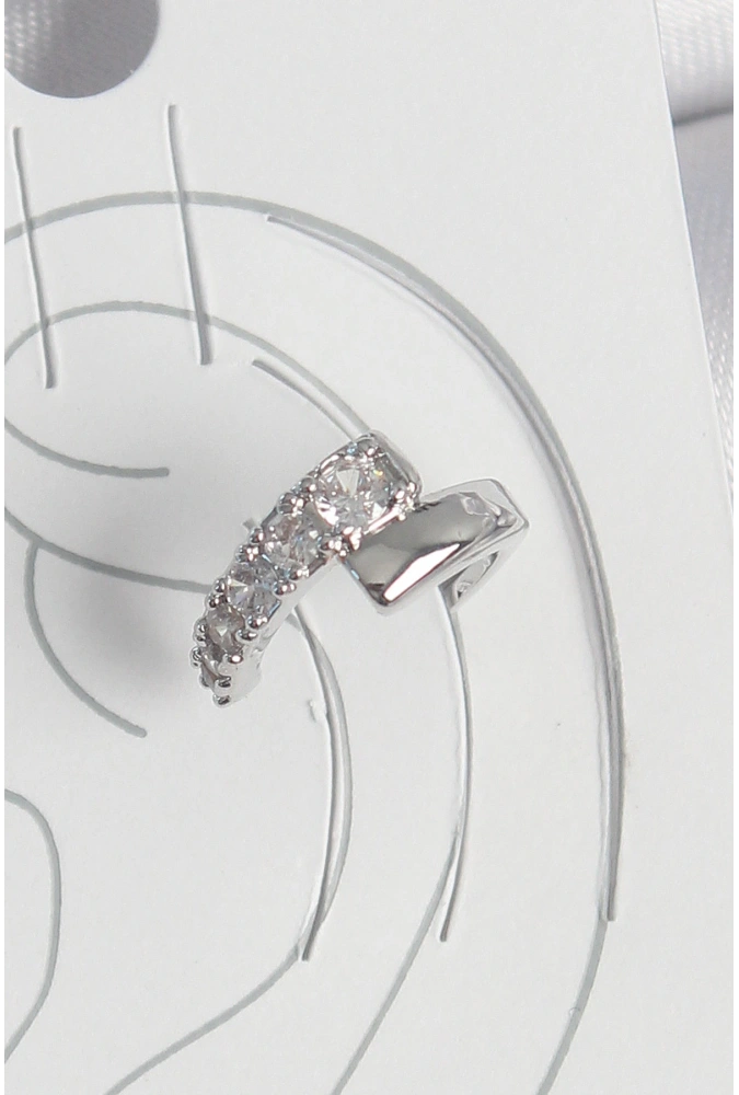 Shoecide Pirinç Gümüş Renk Zirkon Taşlı Kadın Kıkırdak Küpe