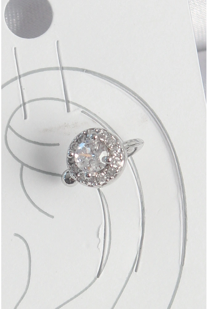 Shoecide Pirinç Gümüş Renk Zirkon Taşlı Kadın Kıkırdak Model Küpe