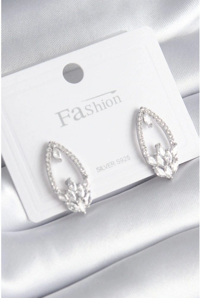 Shoecide Pirinç Gümüş Renk Zirkon Taşlı Kadın Küpe