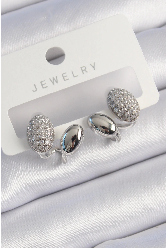 Shoecide Pirinç Gümüş Renk Zirkon Taşlı Kadın Küpe