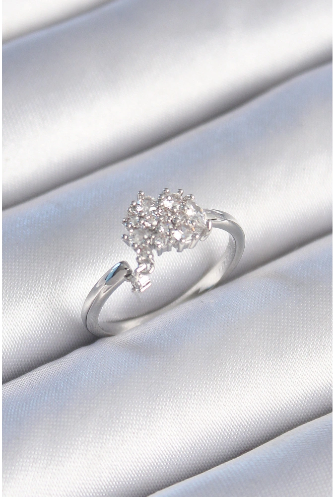 Shoecide Pirinç Gümüş Renk Zirkon Taşlı Kadın Yüzük