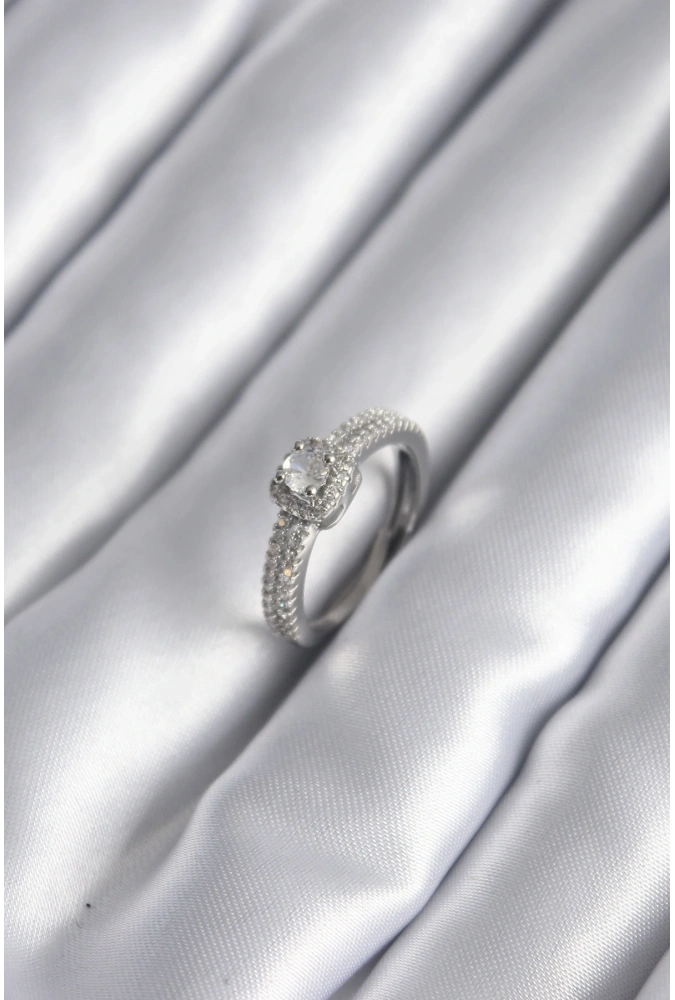 Shoecide Pirinç Gümüş Renk Zirkon Taşlı Kadın Yüzük