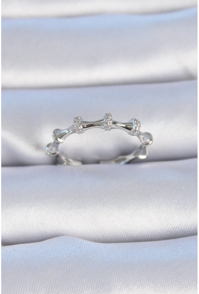 Shoecide Pirinç Gümüş Renk Zirkon Taşlı Kadın Yüzük