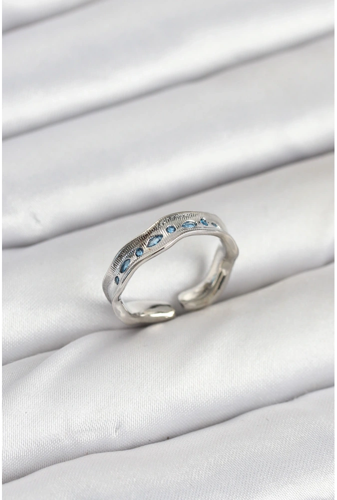 Shoecide Pirinç Gümüş Renk Zirkon Taşlı Vintage Kadın Yüzük