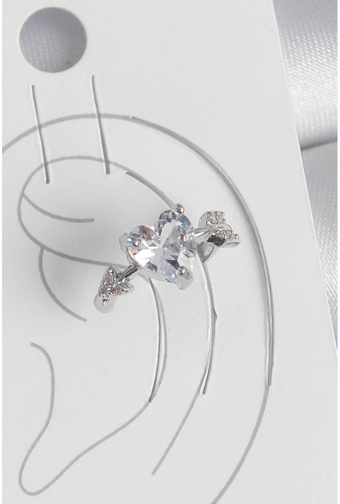 Shoecide Pirinç Gümüş Renk Zirkon Taşlı Yıldız Model Kadın Kıkırdak Küpe