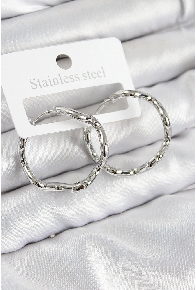 Shoecide Pirinç Halka Model Gümüş Renk Kadın Küpe