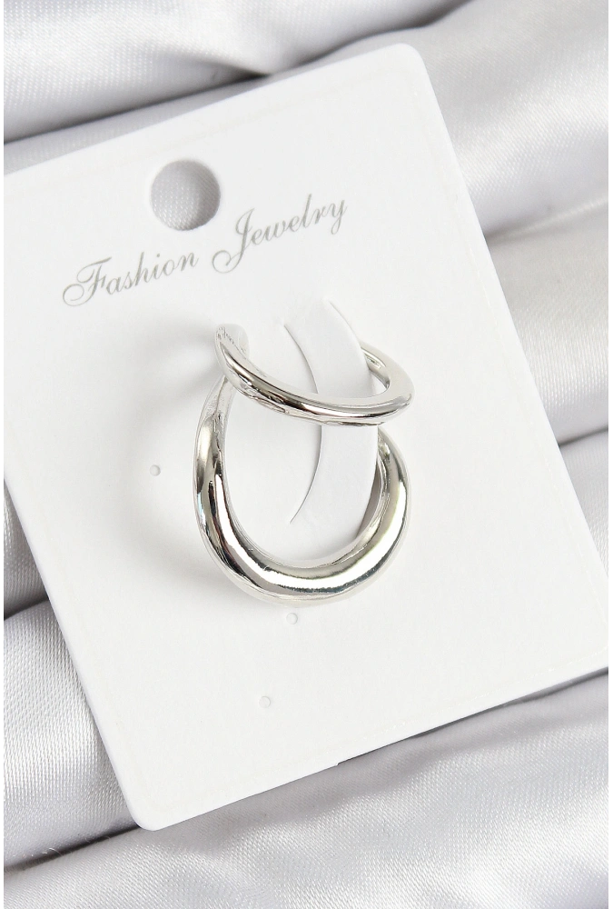 Shoecide Pirinç Halka Model Gümüş Renk Sağ Kıkırdak Küpe