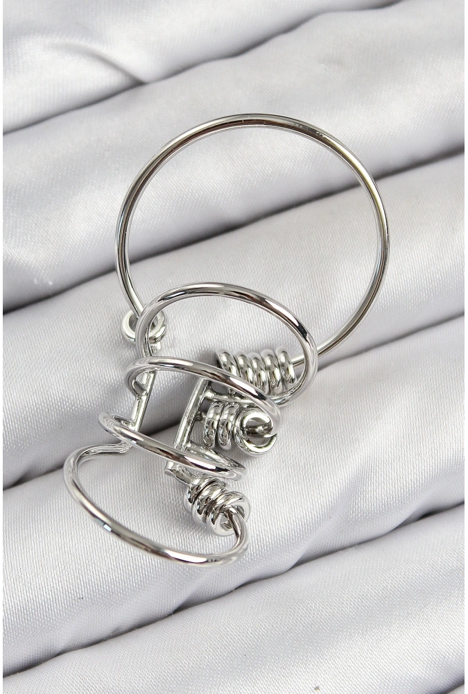 Shoecide Pirinç Halkalı Model Gümüş Renk Kıkırdak Küpe