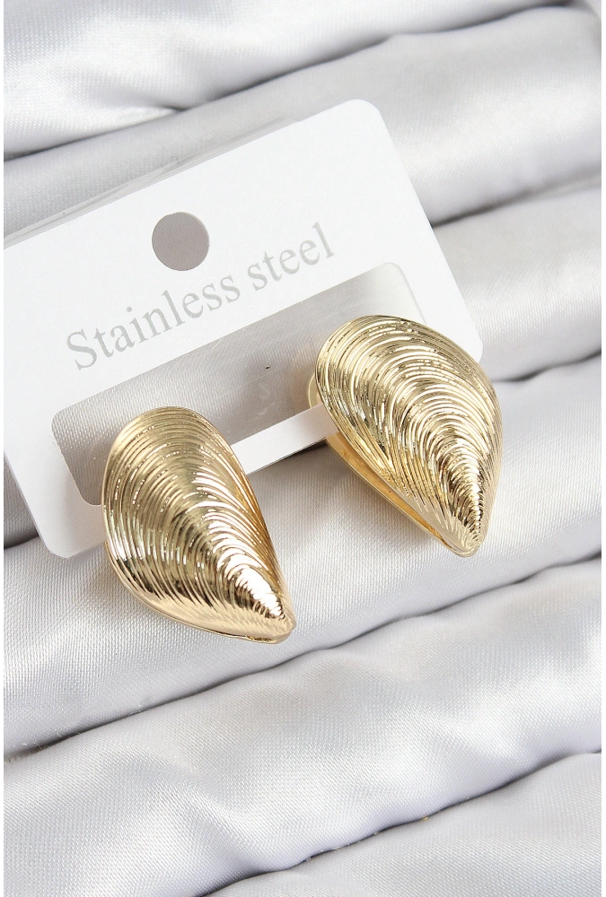 Shoecide Pirinç İstiridye Model Gold Renk Kadın Küpe