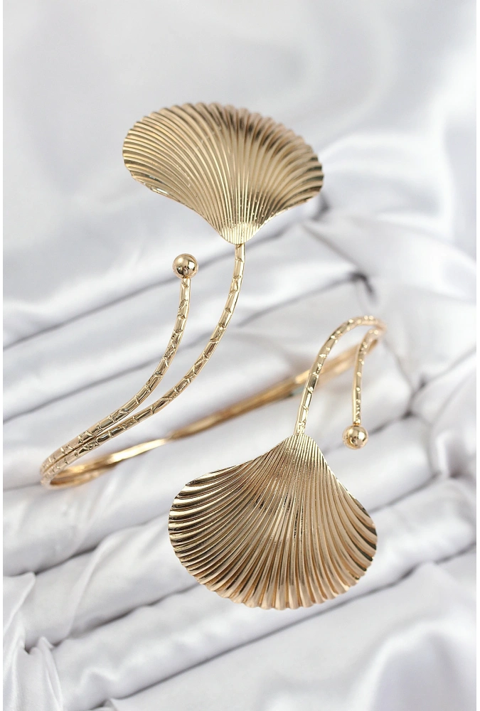 Shoecide Pirinç İstiridye Model Gold Renk Kadın Pazu Bileklik