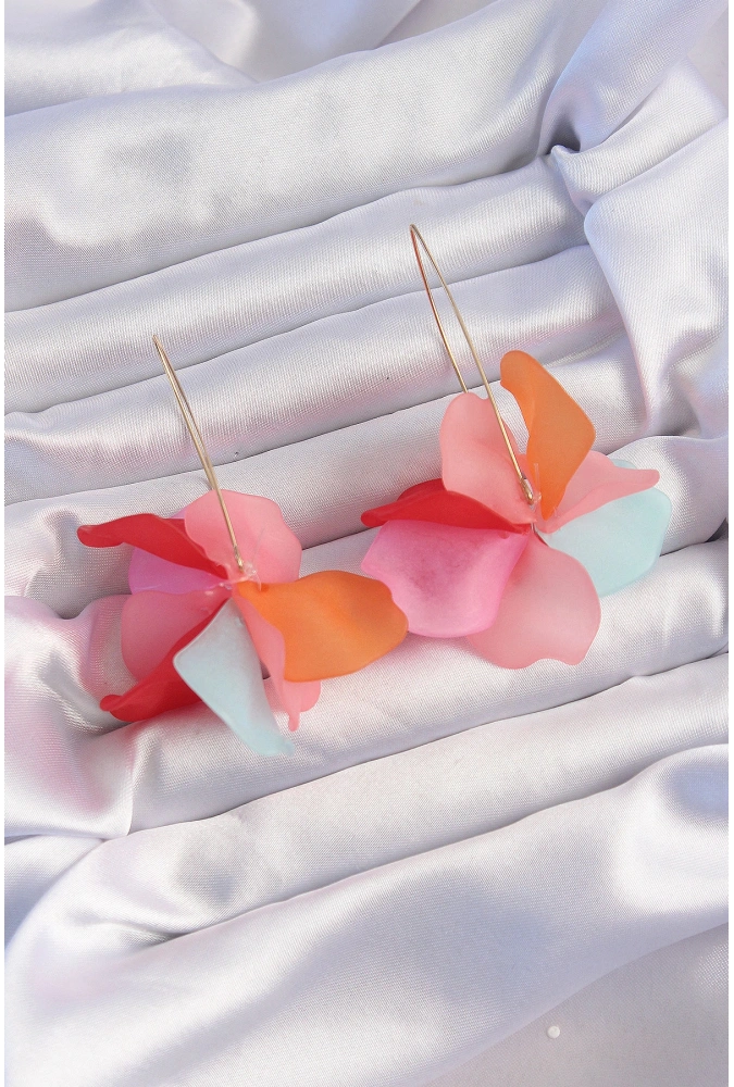 Shoecide Pirinç Karışık Soft Renkli Flora Küpe