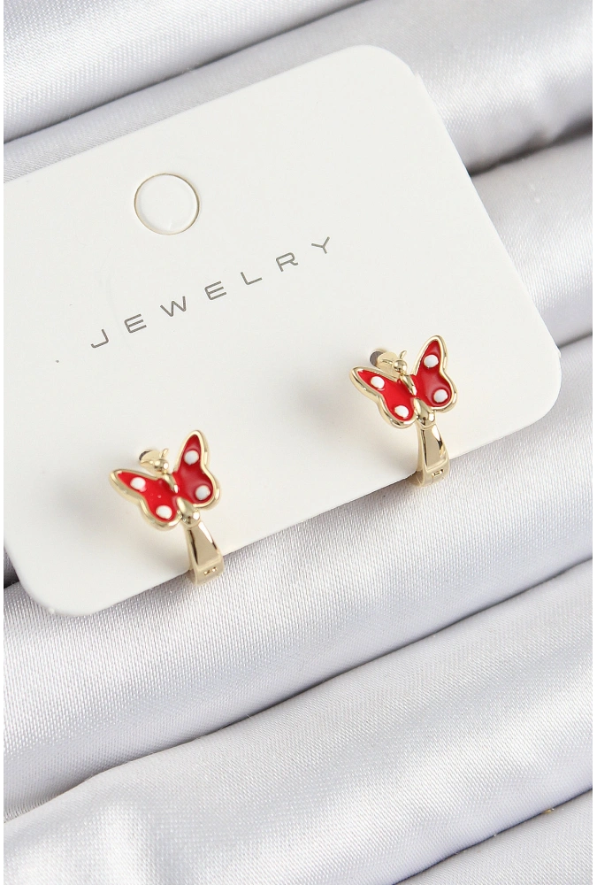 Shoecide Pirinç Kelebek Model Gold Renk Çocuk Küpe