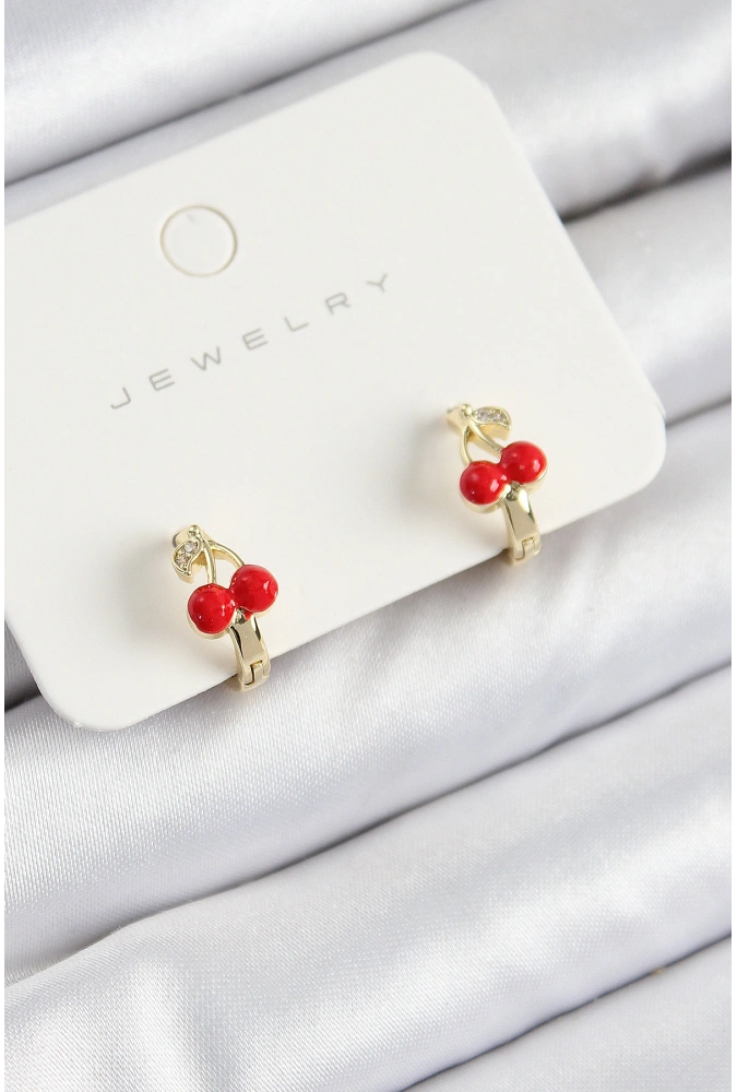 Shoecide Pirinç Kiraz Model Gold Renk Çocuk Küpe