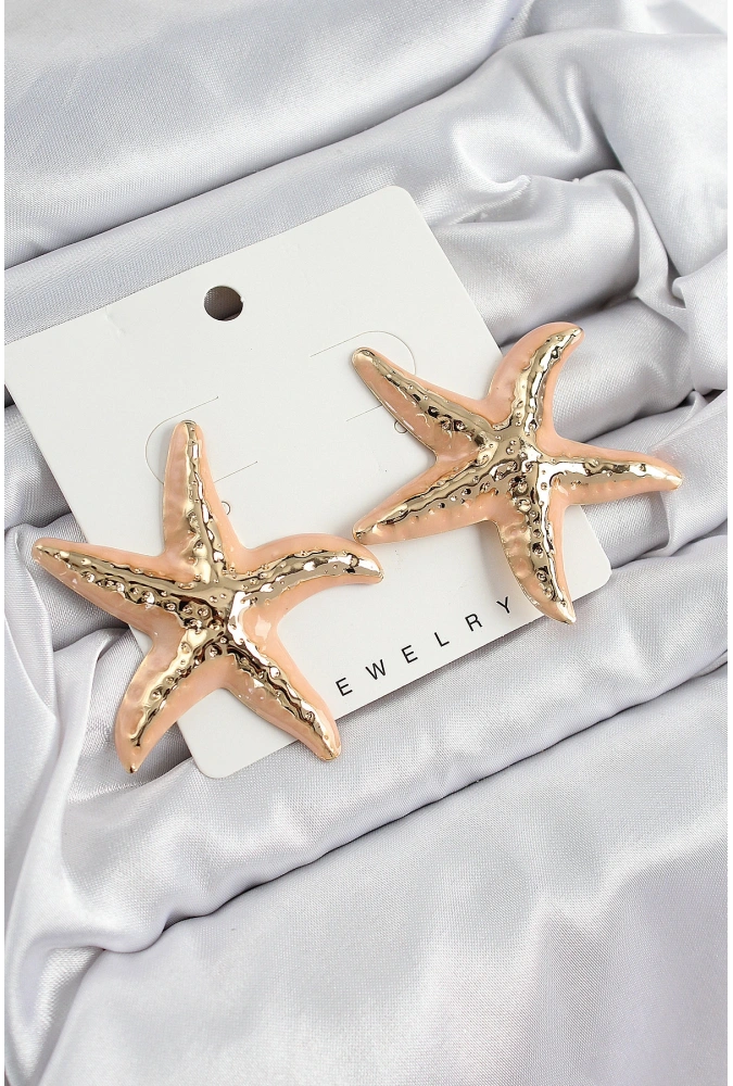 Shoecide Pirinç Krem Deniz Yıldızı Model Vintage Kadın Küpe