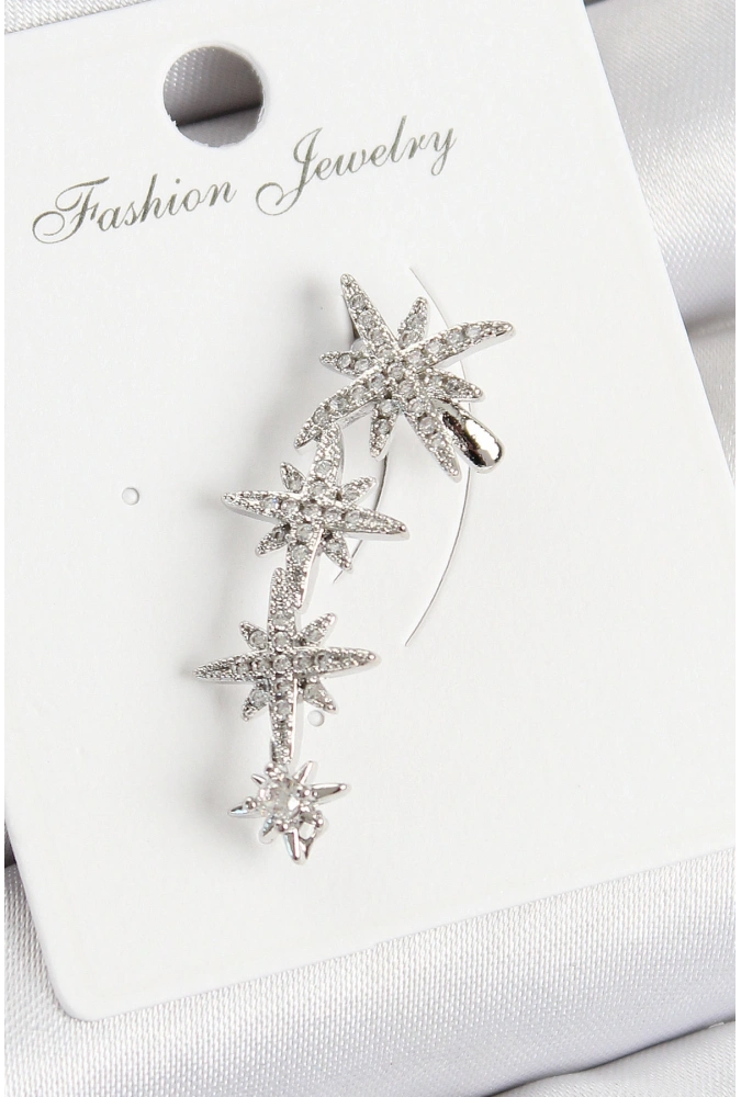 Shoecide Pirinç Kutup Yıldızı Model Gümüş Renk Sağ Kıkırdak Küpe