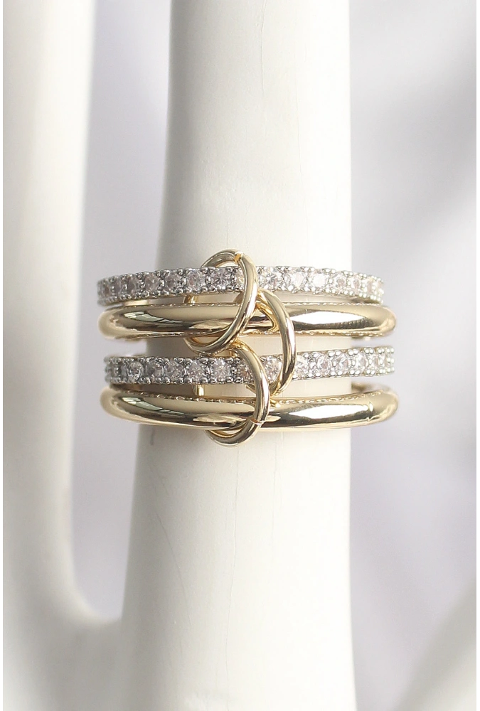 Shoecide Pirinç Mix Renk Zirkon Taşlı 4lü Kadın Yüzük