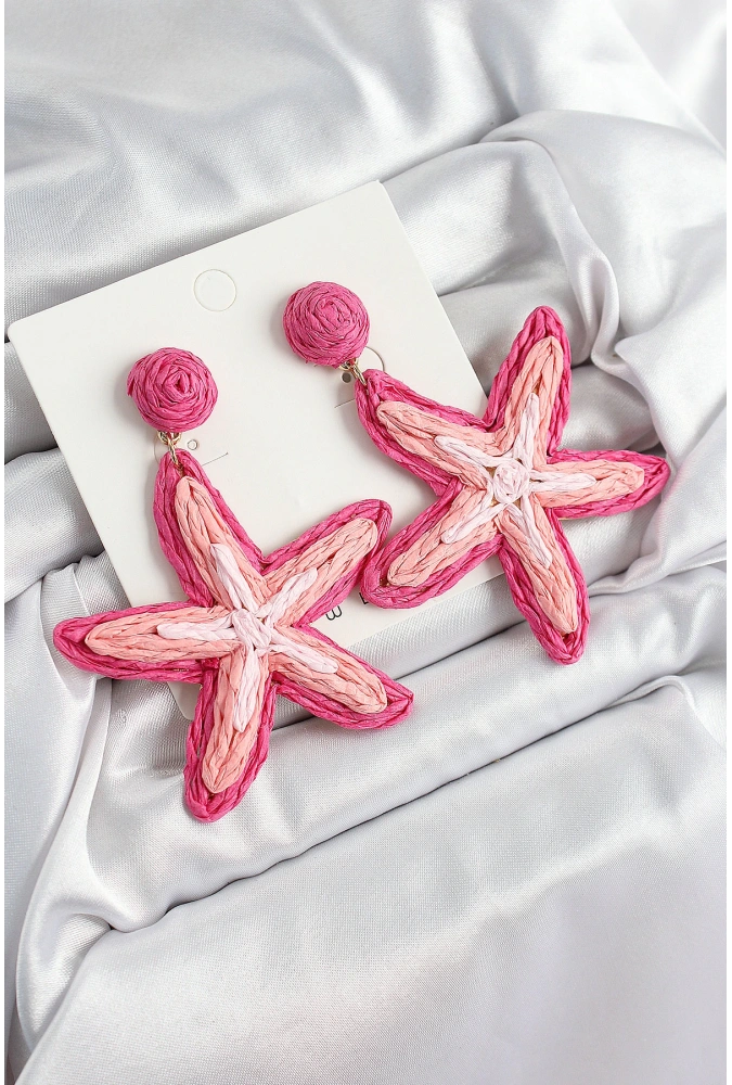 Shoecide Pirinç Pembe Deniz Yıldızı Model Gold Renk Kadın Hasır Küpe