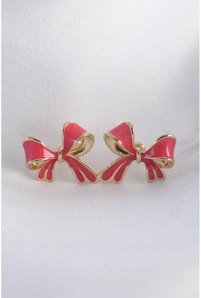 Shoecide Pirinç Pembe Renk Fiyonk Küpe